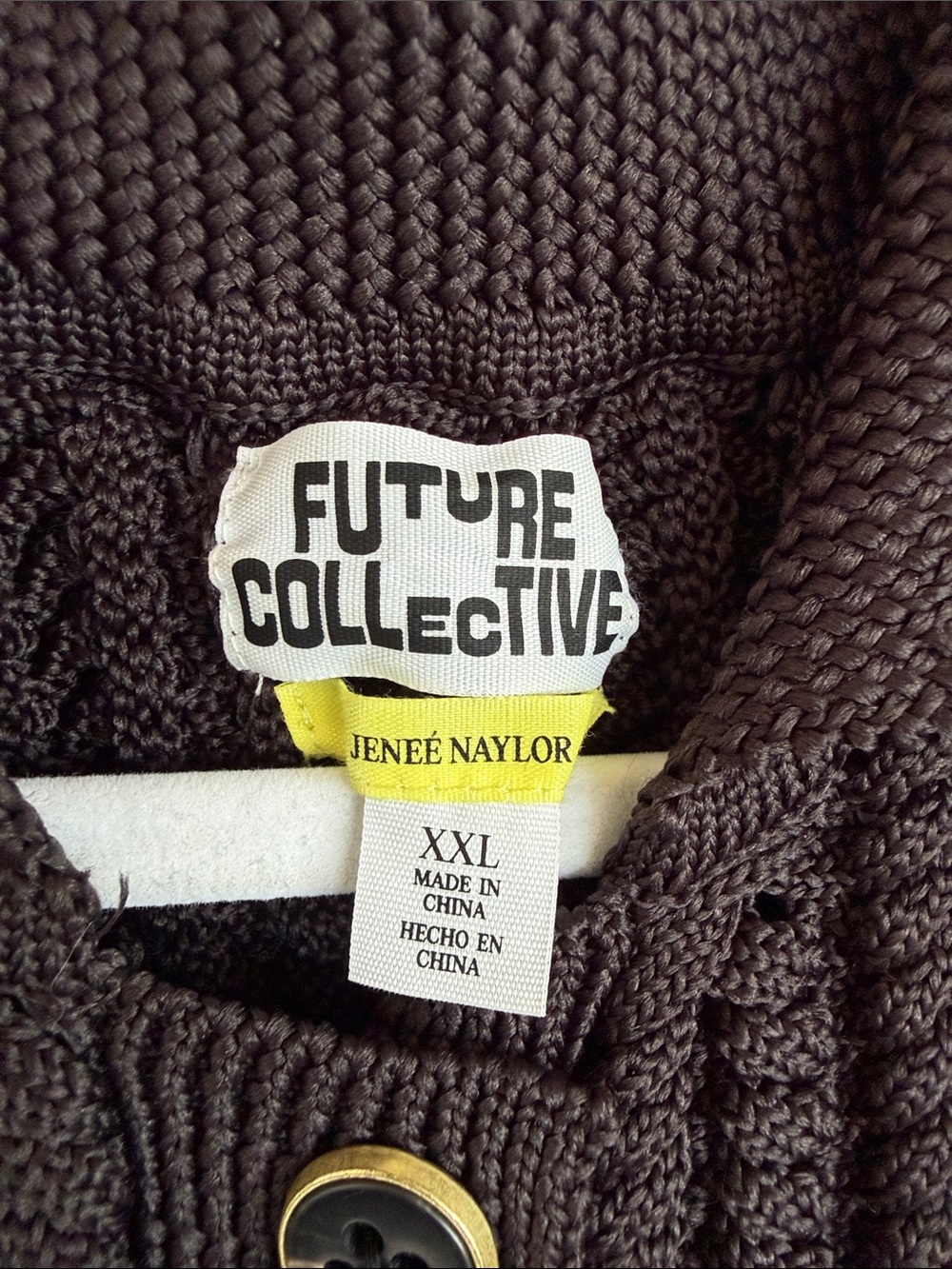 Future Collective Black Ribbed Button-Front Cardigan - Picture 2 of 4